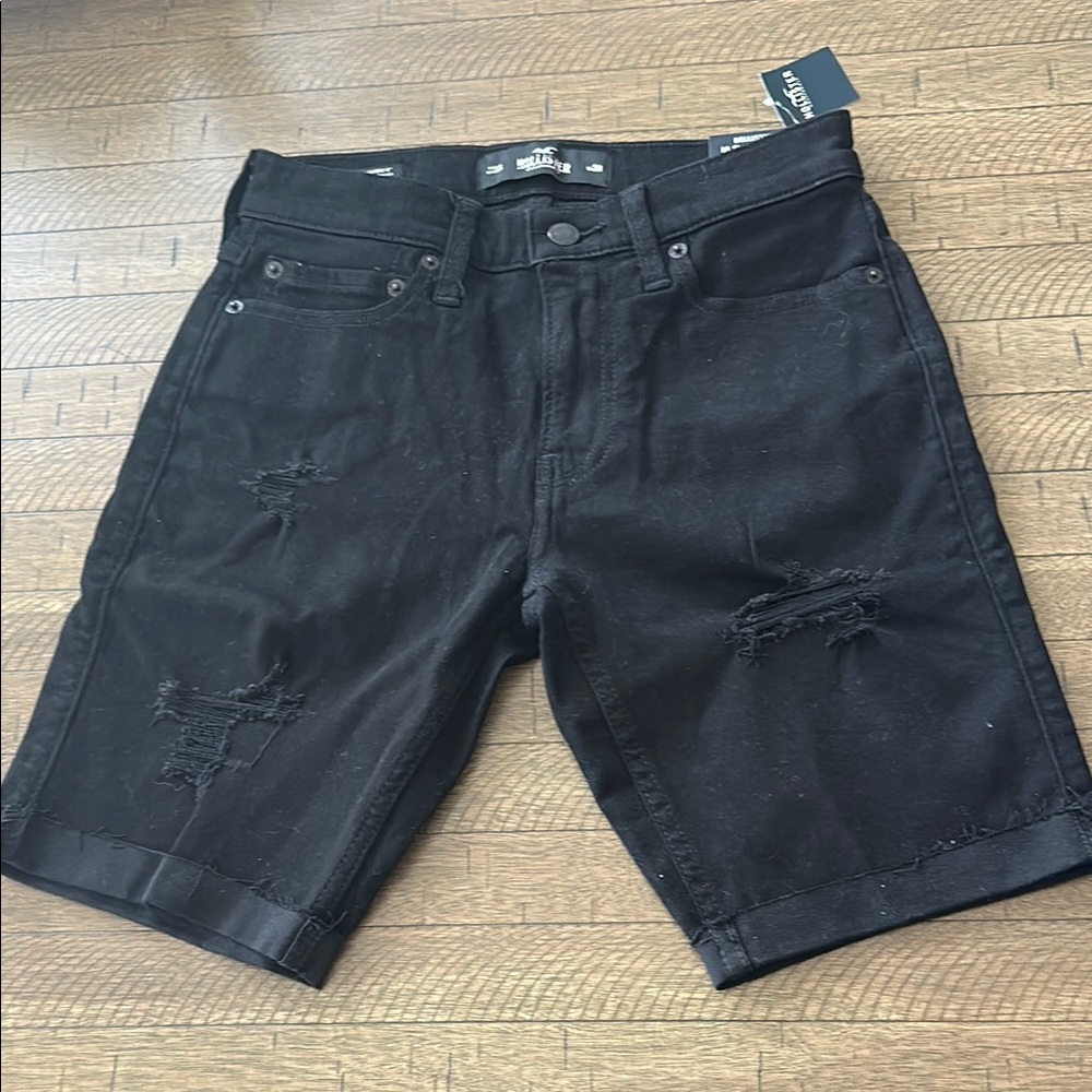 Hollister Black Jean Shorts Distressed Denim Casual
